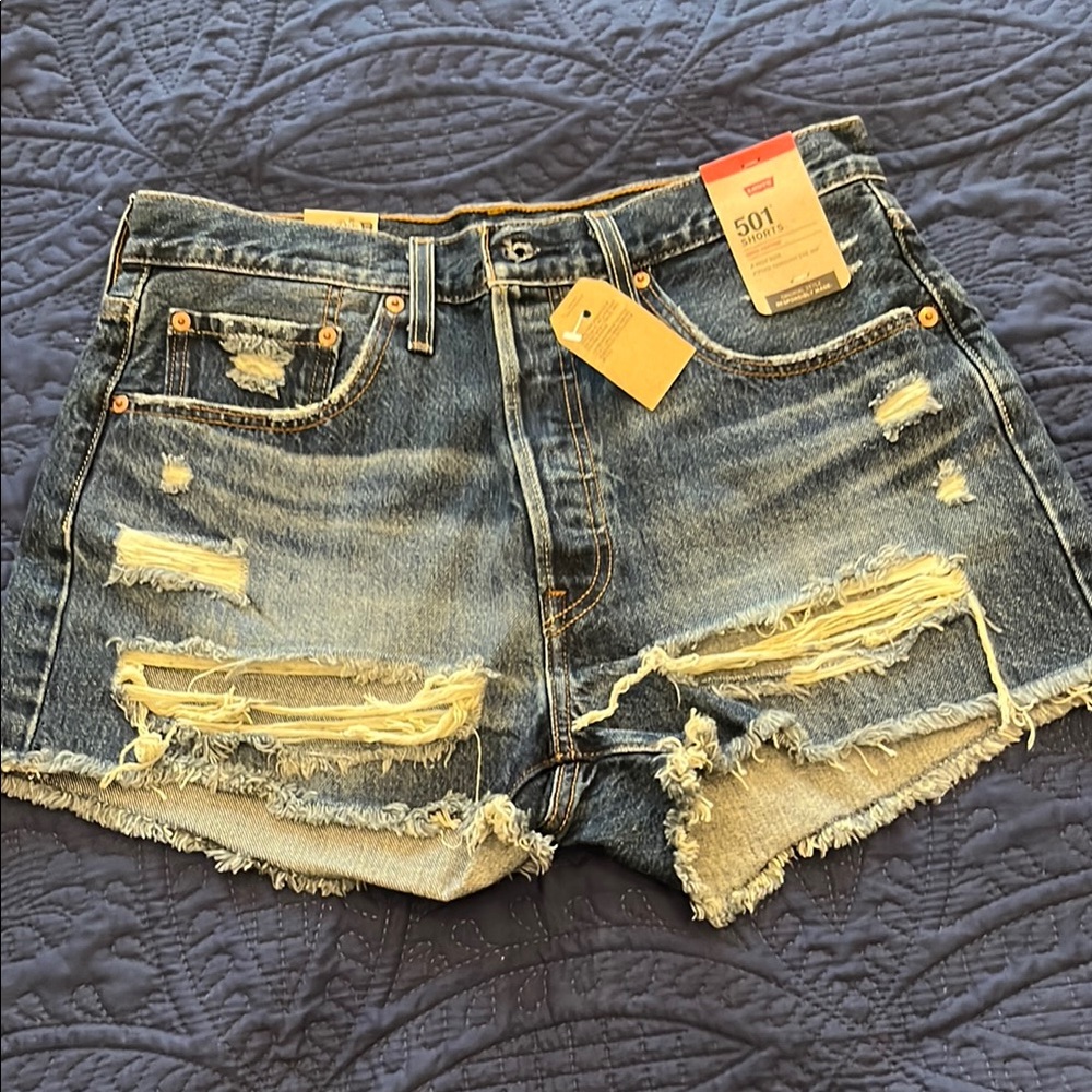 Levi's Women's 501 Distressed Denim Shorts - Blue